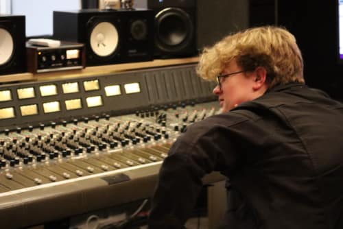Student at recording console
