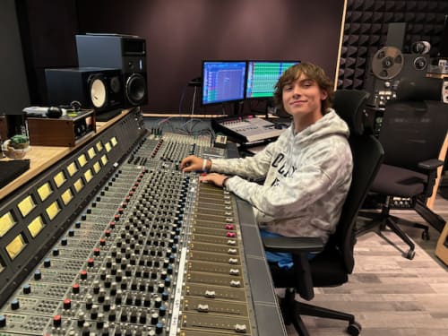 Student at recording console